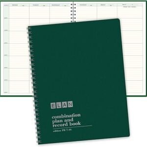 ELAN Publishing Company Combination Plan and Record Book: One efficient 8-1/2" x 11" Book for Lesson Plans and Grades Combines W101 and R1010 (PR7-10) (Green)