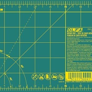 OLFA 6" x 8" Self Healing Rotary Cutting Mat (RM-6x8) - Double Sided 6x8 Inch Cutting Mat with Grid for Quilting, Sewing, Fabric, & Crafts, Designed for Use with Rotary Cutters (Green)